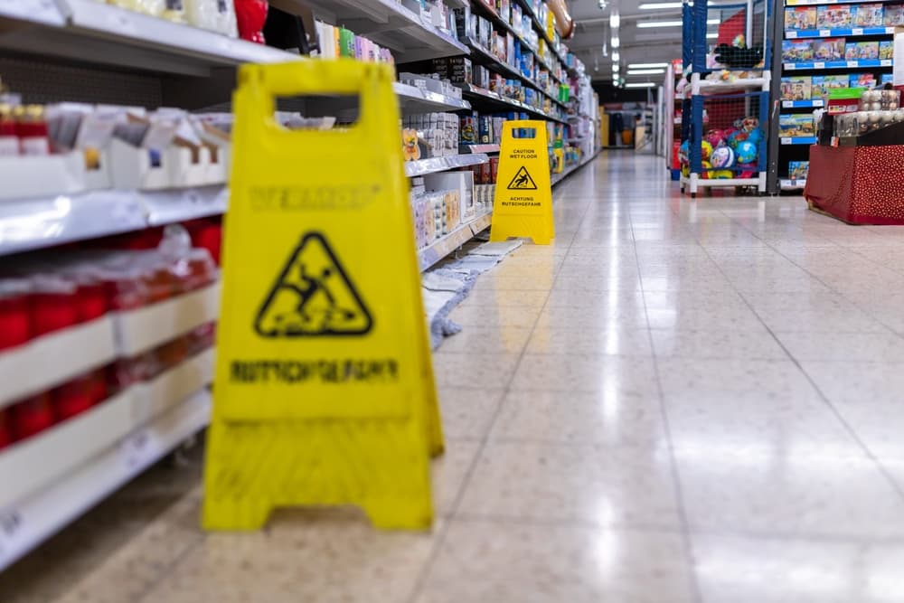 Stand to warn of slipping risk on slippery floors.