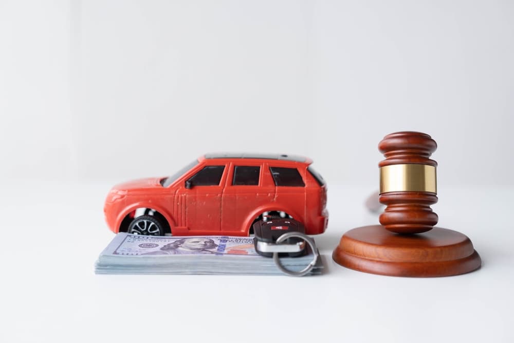 Car accidents, insurance claim lawsuits in court.